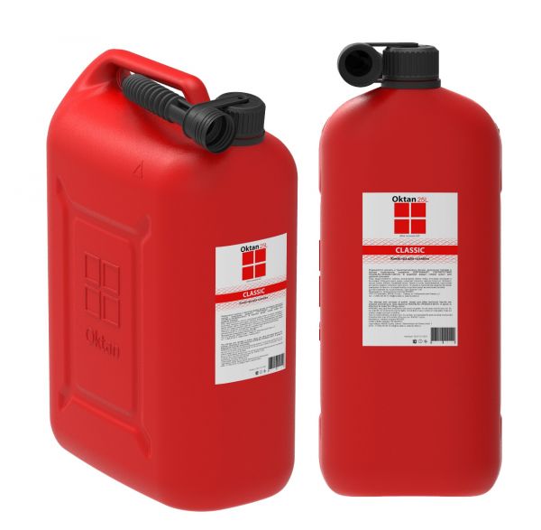 Plastic canister 25l with a flexible spout for fuels and lubricants OKTAN CLASSIC RED (121 514)